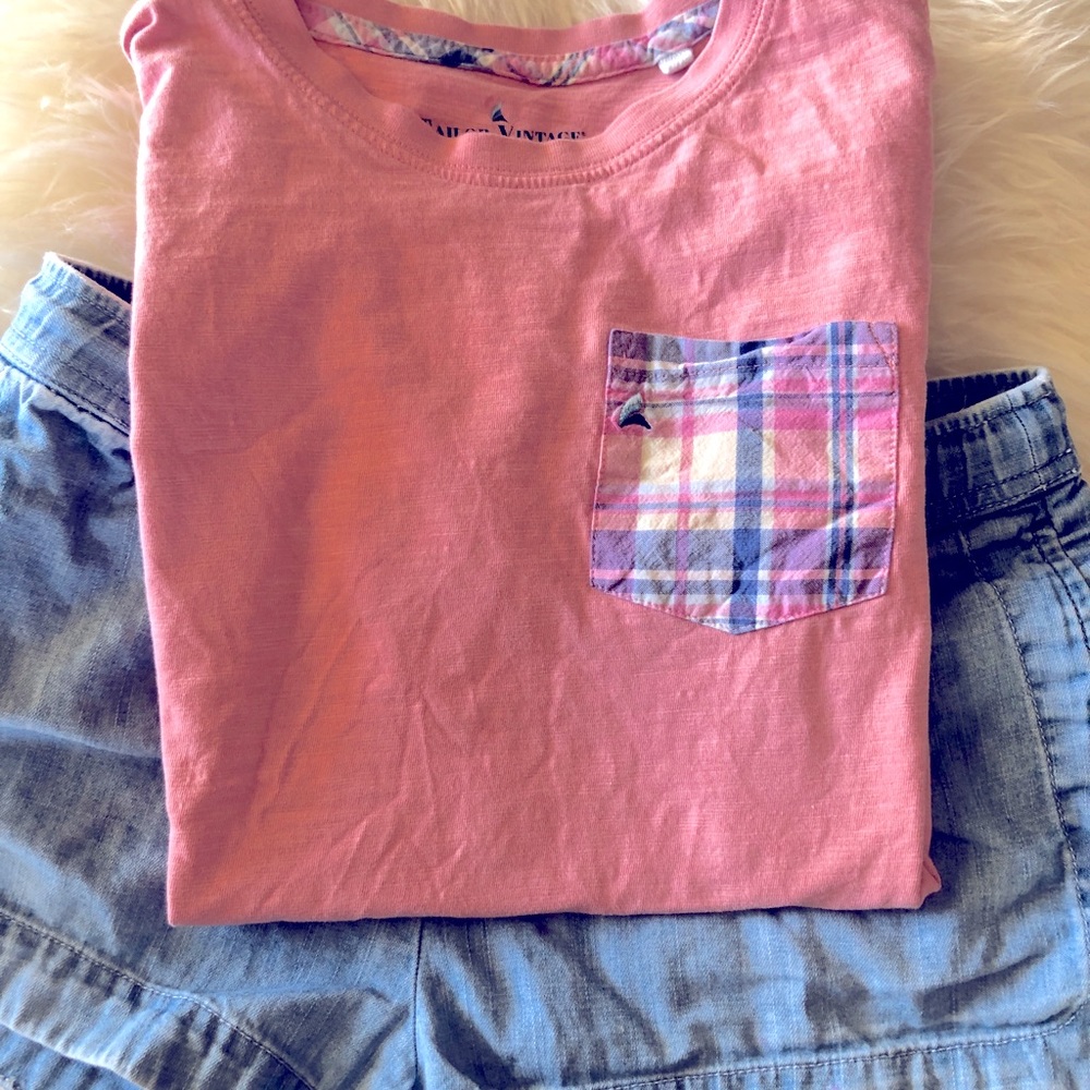 3/$15 bundle and save. Tailor Vintage pocket tee, girls Size 10